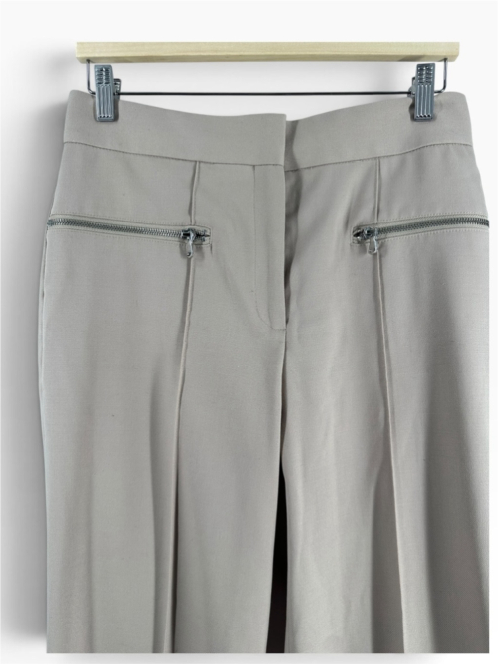 Reiss Miller Wide Leg Trousers wool blend pants neutral minimalist luxury sz 6 - Picture 5 of 13